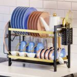 2 Tier Black / Gold Dishrack